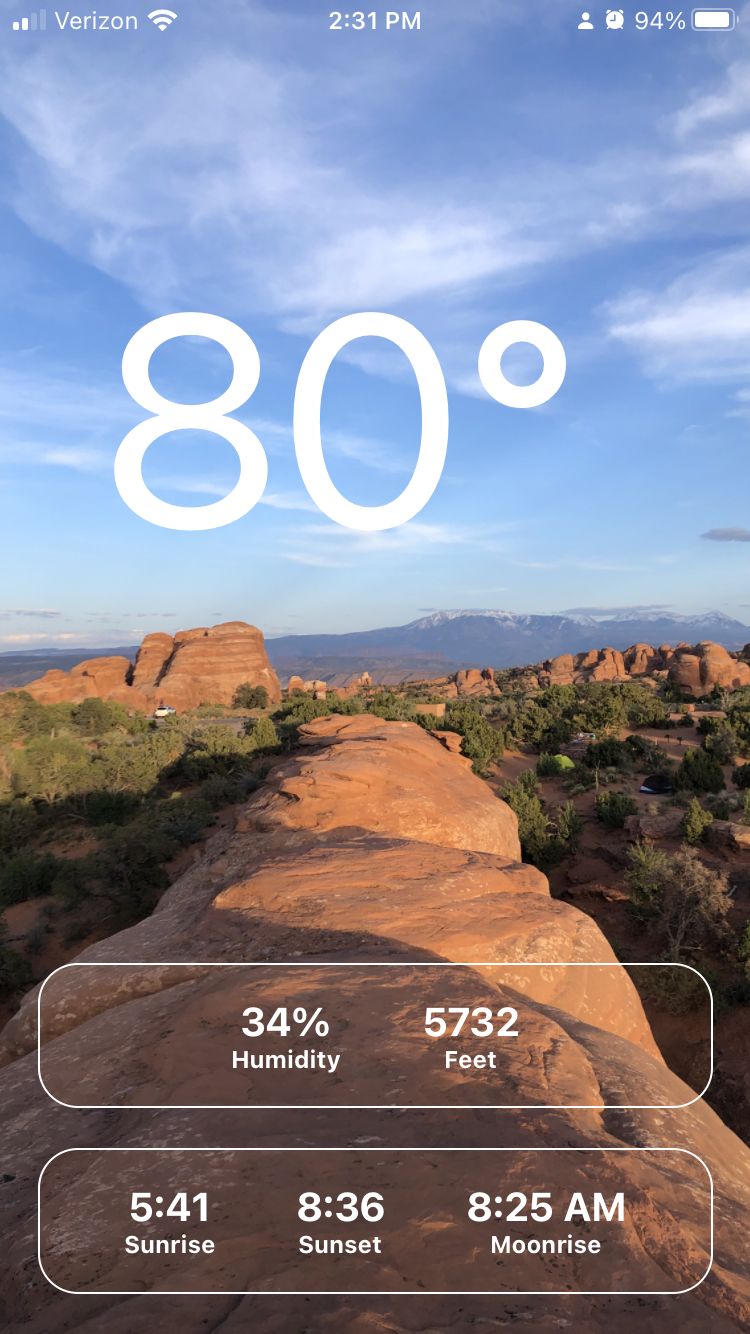 Weather display screen